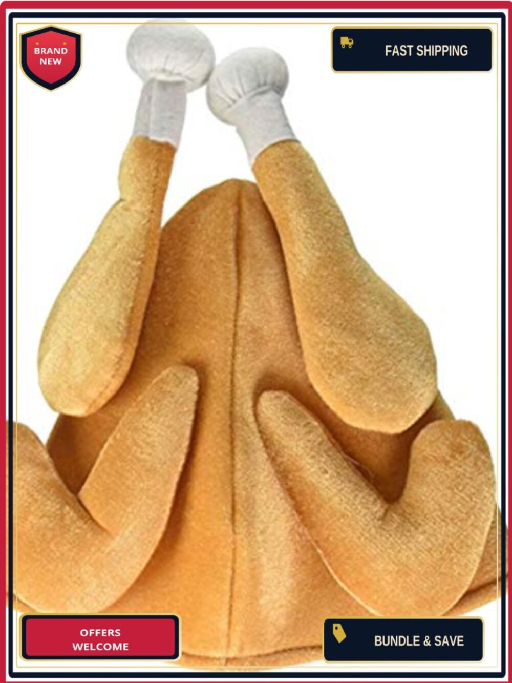 Roasted Turkey Hat Adult Soft Fabric Halloween Costume Headwear